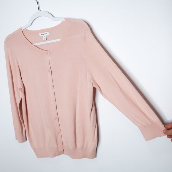 Nordstrom Womens Pima Cotton Cardigan‎ Sweater Size Medium Pink Office Staple - Picture 6 of 8